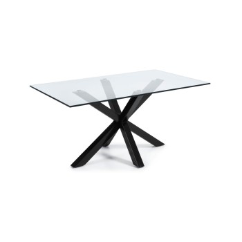 Table Argo en verre et pieds en acier finition transparente