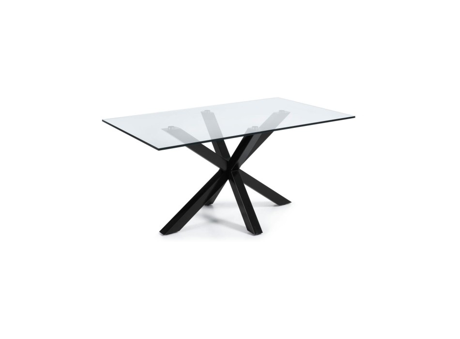 Table Argo en verre et pieds en acier finition transparente