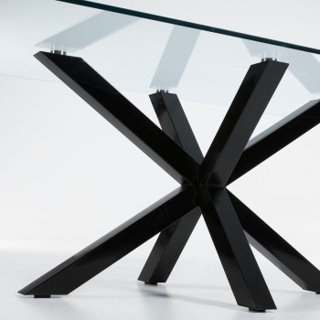 Table Argo en verre et pieds en acier, finition non transparente