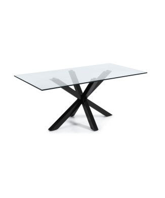 Table Argo en verre et pieds en acier, finition non transparente