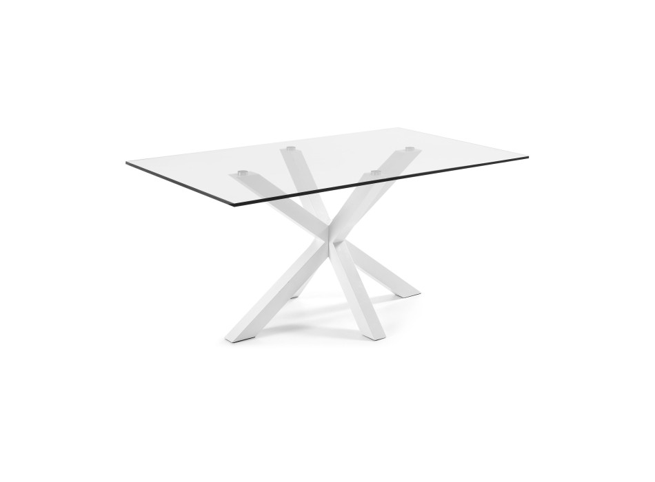Table en verre Argo avec pieds en acier et finition transparente, 180 cm