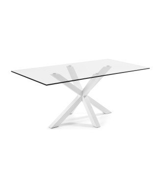 Table Argo en verre et pieds en acier finition transparente