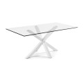 Table Argo en verre et pieds en acier avec finition transparente