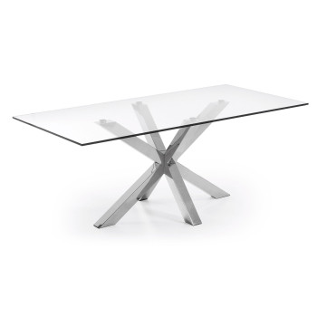 Table en verre Argo avec pieds en acier inoxydable, 200 x 100 cm