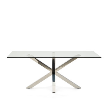 Table en verre Argo avec pieds en acier inoxydable, 200 x 100 cm