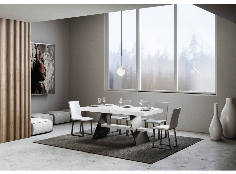 Table Baita - Table extensible 90x160/420 cm Baita Frêne blanc Structure anthracite