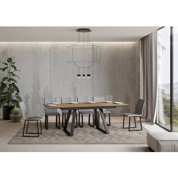 Table Bernadette - Table extensible 90x160/220 cm Bernadette Frêne blanc Structure anthracite