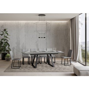 Table Bernadette - Table extensible 90x160/220 cm Bernadette Frêne blanc Structure anthracite