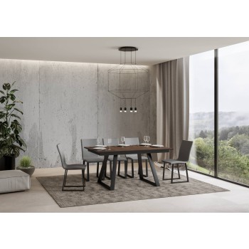 Table Bernadette - Table extensible 90x160/220 cm Bernadette Frêne blanc Structure anthracite