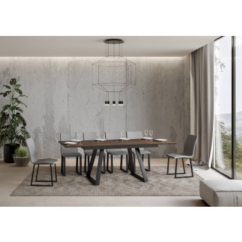 Table Bernadette - Table extensible 90x160/220 cm Bernadette Frêne blanc Structure anthracite