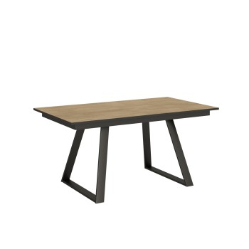 Table Bernadette - Table extensible 90x160/220 cm Bernadette Frêne blanc Structure anthracite