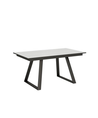 Table Bernadette - Table extensible 90x160/220 cm Bernadette Frêne blanc Structure anthracite