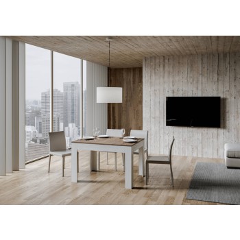 Table Bibi - Table extensible 90x120/180 cm Bibi Mix avec plateau Spatula Blanc et base Spatula Anthracite