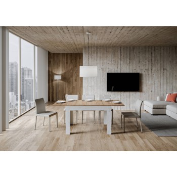 Table Bibi - Table extensible 90x120/180 cm Bibi Mix avec plateau Spatula Blanc et base Spatula Anthracite