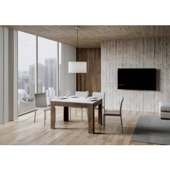 Table Bibi - Table extensible 90x120/180 cm Bibi Mix avec plateau Spatula Blanc et base Spatula Anthracite