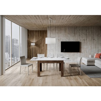 Table Bibi - Table extensible 90x120/180 cm Bibi Mix avec plateau Spatula Blanc et base Spatula Anthracite