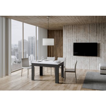 Table Bibi - Table extensible 90x120/180 cm Bibi Mix avec plateau Spatula Blanc et base Spatula Anthracite