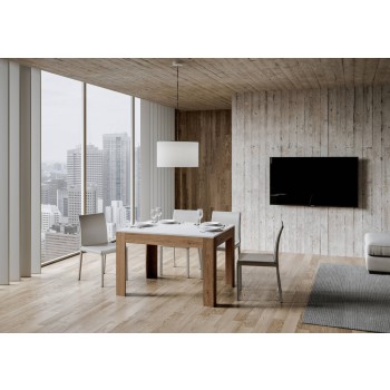 Table Bibi - Table extensible 90x120/180 cm Bibi Mix Spatula Plateau blanc - Base Spatula anthracite