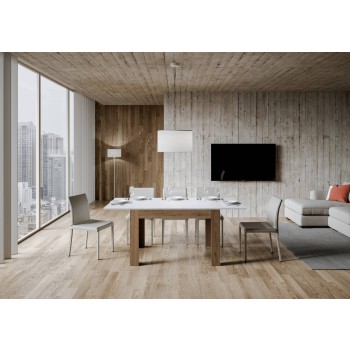 Table Bibi - Table extensible 90x120/180 cm Bibi Mix avec plateau Spatula Blanc et base Spatula Anthracite