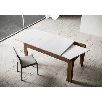 Table Bibi - Table extensible 90x120/180 cm Bibi Mix avec plateau Spatula Blanc et base Spatula Anthracite