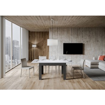 Table Bibi - Table extensible 90x120/180 cm Bibi Mix Spatula Plateau blanc - Base Spatula anthracite