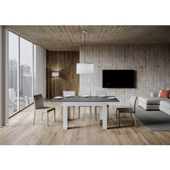 Table Bibi - Table extensible 90x120/180 cm Bibi Mix Spatula Plateau blanc - Base Spatula anthracite