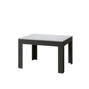 Table Bibi - Table extensible 90x120/180 cm Bibi Mix avec plateau Spatula Blanc et base Spatula Anthracite