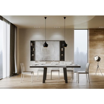 Table Bridge Evolution - Table extensible 90x120/224 cm Bridge Evolution Frêne blanc avec structure anthracite