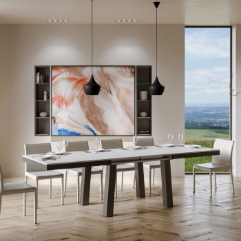 Table Bridge Evolution - Table extensible 90x160/264 cm Bridge Evolution Frêne blanc Structure anthracite