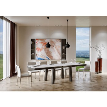 Table Bridge Evolution - Table extensible 90x160/264 cm Bridge Evolution Frêne blanc Structure anthracite