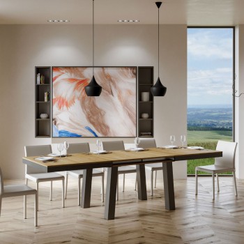 Table Bridge Evolution - Table extensible 90x160/264 cm Bridge Evolution Frêne blanc Structure anthracite