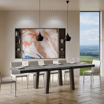 Table Bridge Evolution - Table extensible 90x180/284 cm Bridge Evolution Frêne blanc Structure anthracite