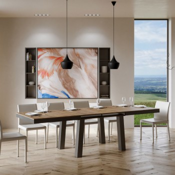 Table Bridge Evolution - Table extensible 90x180/284 cm Bridge Evolution Frêne blanc Structure anthracite