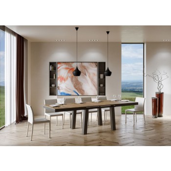 Table Bridge Evolution - Table extensible 90x180/440 cm Bridge Evolution Frêne blanc Structure anthracite