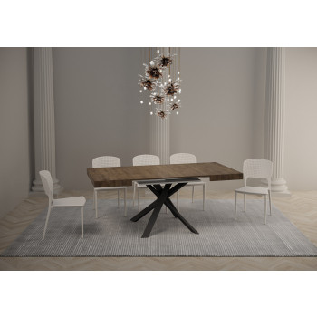 Table Clerk pieds anthracite D.90 - Table extensible 90x90/194 cm Plateau Clerk Frêne Blanc - pieds anthracite