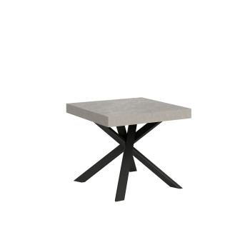 Table Clerk pieds anthracite D.90 - Table extensible 90x90/194 cm Plateau Clerk Frêne Blanc - pieds anthracite