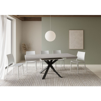 Table Clerk pieds anthracite D.90 - Table extensible 90x90/194 cm Plateau Clerk Frêne Blanc - pieds anthracite