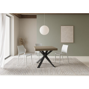 Table Clerk pieds anthracite D.90 - Table extensible 90x90/194 cm Plateau Clerk Frêne Blanc - pieds anthracite