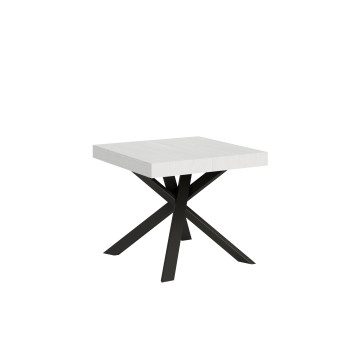 Table Clerk pieds anthracite D.90 - Table extensible 90x90/194 cm Plateau Clerk Frêne Blanc - pieds anthracite