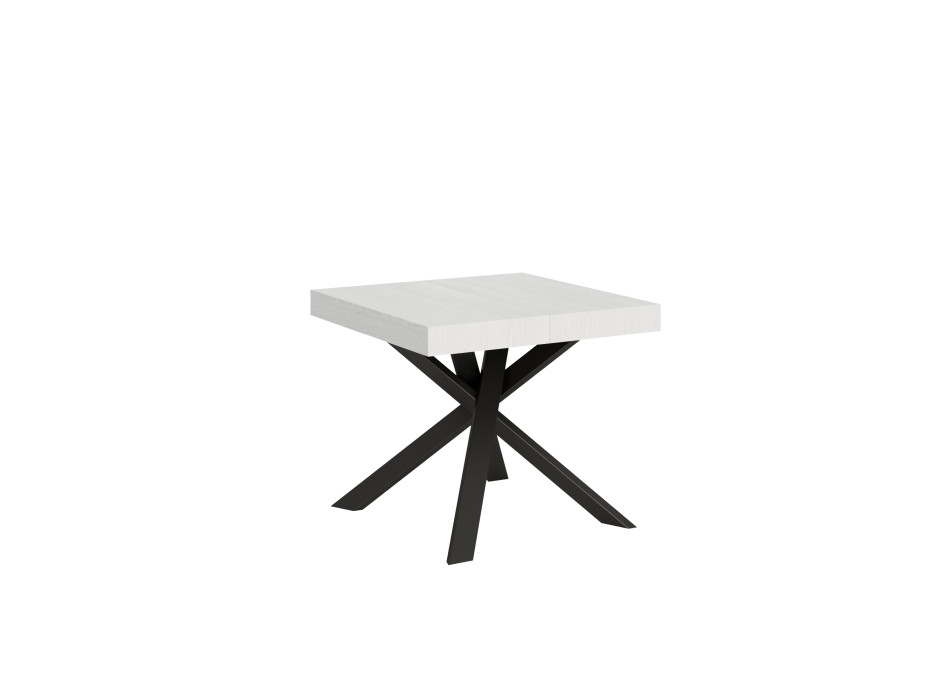 Table Clerk pieds anthracite D.90 - Table extensible 90x90/194 cm Plateau Clerk Frêne Blanc - pieds anthracite