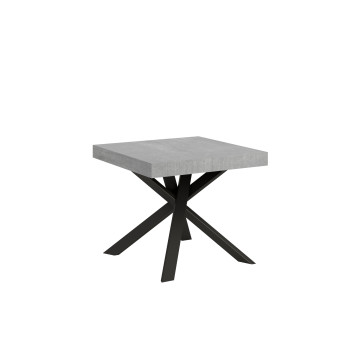 Table Clerk pieds anthracite D.90 - Table extensible 90x90/194 cm Plateau Clerk Frêne Blanc - pieds anthracite
