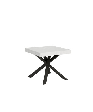 Table Clerk pieds anthracite D.90 - Table extensible 90x90/194 cm Plateau Clerk Frêne Blanc - pieds anthracite