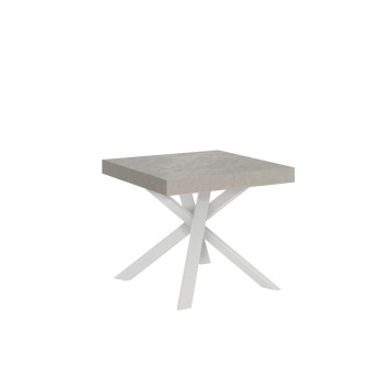 Table Clerk pieds blancs D.90 - Table extensible 90x90/194 cm Clerk plateau frêne blanc - pieds blancs