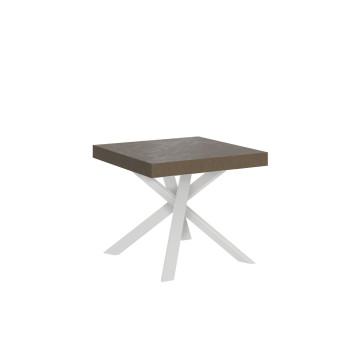 Table Clerk pieds blancs D.90 - Table extensible 90x90/194 cm Clerk plateau frêne blanc - pieds blancs