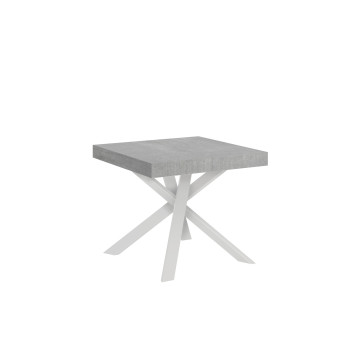 Table Clerk pieds blancs D.90 - Table extensible 90x90/194 cm Clerk plateau frêne blanc - pieds blancs