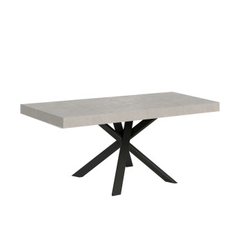 Table Clerk Premium pieds anthracite D.90 - Table extensible 90x90/194 cm Plateau Clerk Premium Frêne Blanc - pieds anthracite
