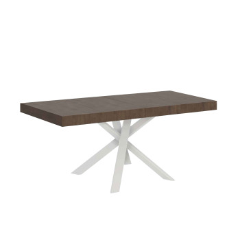 Table Clerk Premium avec pieds blancs D.90 - Table extensible 90x90/194 cm Clerk Premium avec plateau en frêne blanc - Pieds blancs