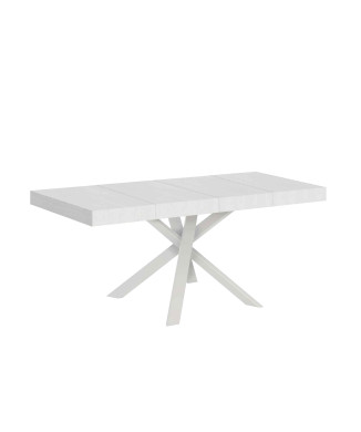 Table Clerk Premium avec pieds blancs D.90 - Table extensible 90x90/194 cm Clerk Premium avec plateau en frêne blanc - Pieds blancs