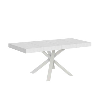 Table Clerk Premium avec pieds blancs D.90 - Table extensible 90x90/194 cm Clerk Premium avec plateau en frêne blanc - Pieds blancs