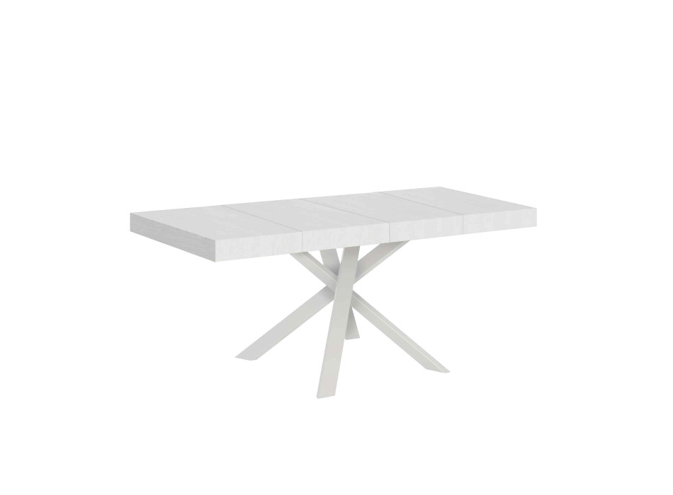 Table Clerk Premium avec pieds blancs D.90 - Table extensible 90x90/194 cm Clerk Premium avec plateau en frêne blanc - Pieds blancs
